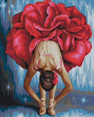 Картина по номерам 40x50 Балерина с юбкой из цветов