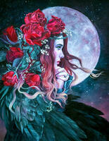 Без бренда «Девушка с розами в волосах на фоне луны» в Ярославле в интернет-магазине Без бренда «Девушка с розами в волосах на фоне луны» в Ярославле