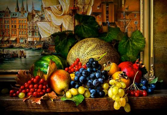 Картина по номерам 40x50 Виноград, и другие осенние фрукты