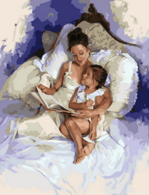 Картина по номерам 40x50 Мама читает дочке