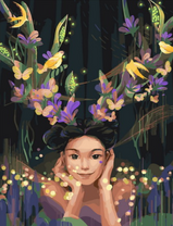 Без бренда «Темноглазая девчонка с цветами и птицами в волосах» в Ярославле в интернет-магазине  Без бренда «Темноглазая девчонка с цветами и птицами в волосах» в Ярославле