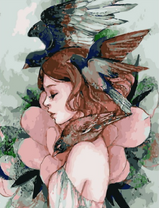 Без бренда «Девушка с большим цветком и птицы» в Ярославле