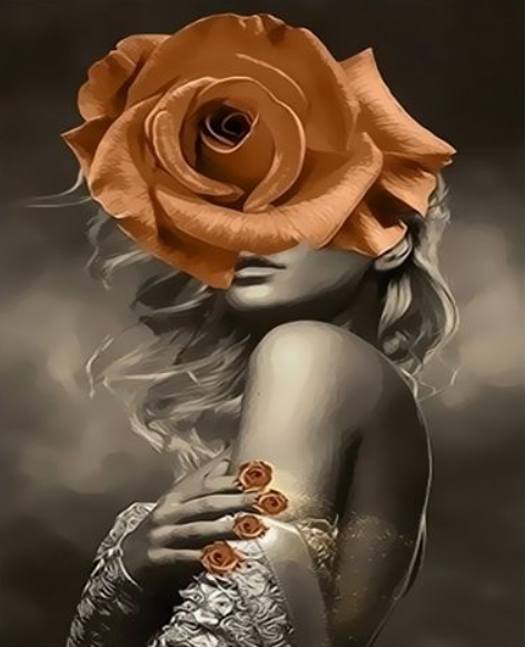 Картина по номерам 40x50 Девушка с чайной розой на голове