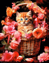 Без бренда «Рыжий котенок в корзине с цветами» в Ярославле в интернет-магазине  Без бренда «Рыжий котенок в корзине с цветами» в Ярославле