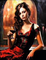 Без бренда «Обворожительная брюнетка с бокалом красного вина» в Ярославле