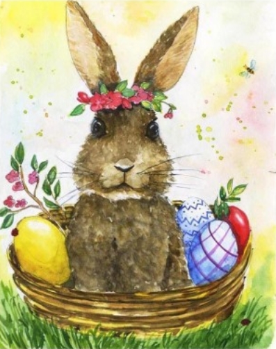 Картина 30x40 Кролик в корзине с яичками